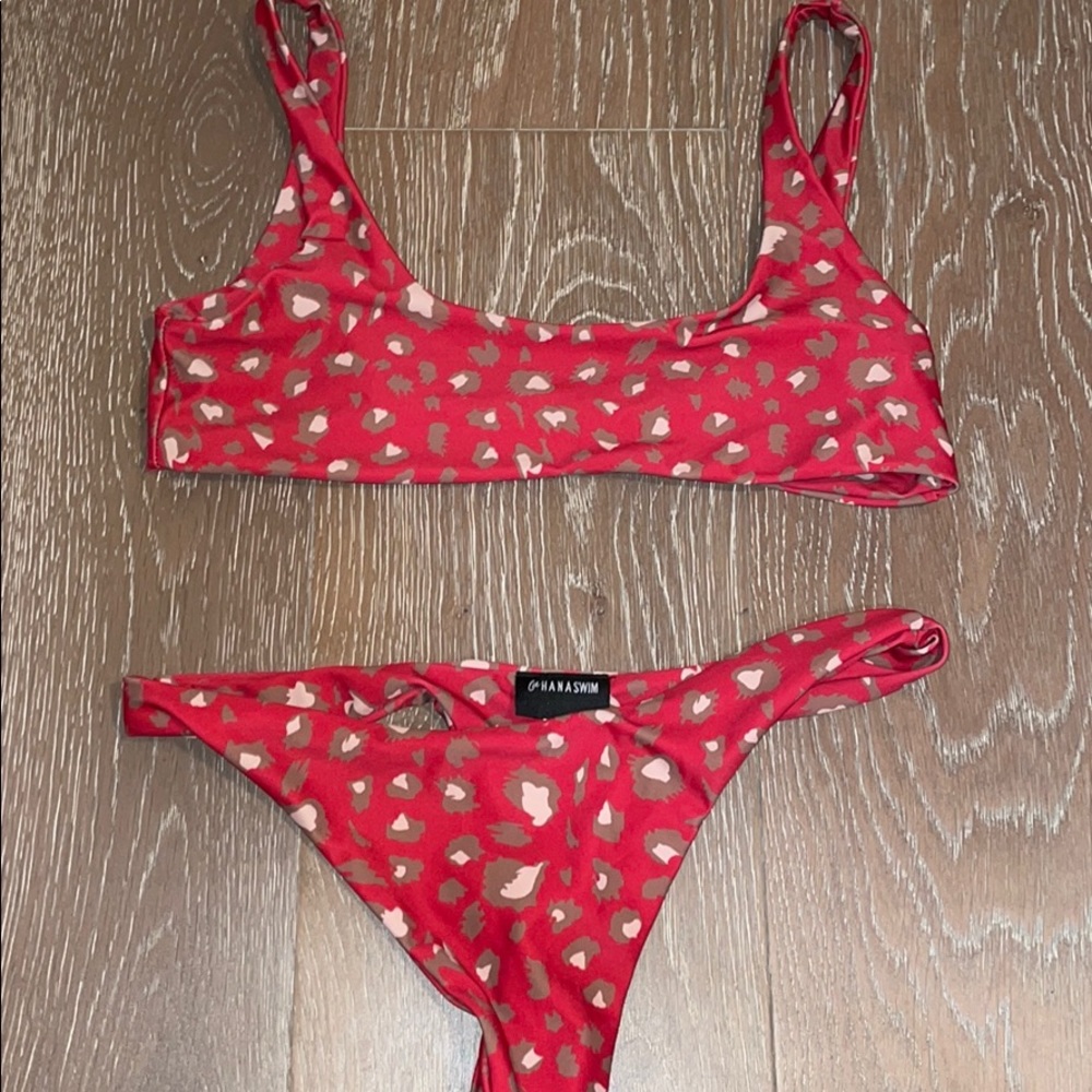 Lahana swim red cheetah bikini